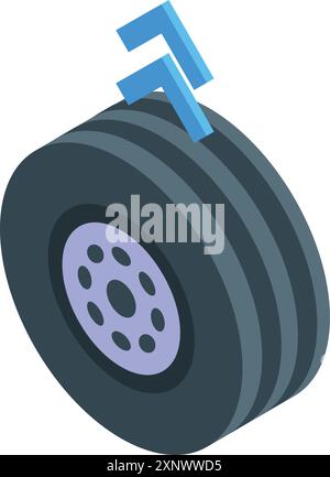 Car maintenance concept with wheel being inflated using an air compressor Stock Vector