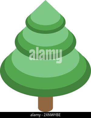 Simple green stylized coniferous tree standing on a white background, perfect for environmental or nature themed projects Stock Vector