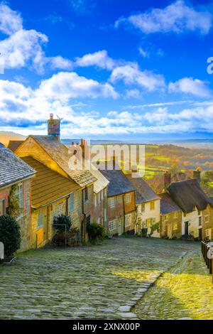 The Ancient Cobbled Street of Gold Hill, Shaftesbury, Dorset, England, United Kingdom, Europe Stock Photo