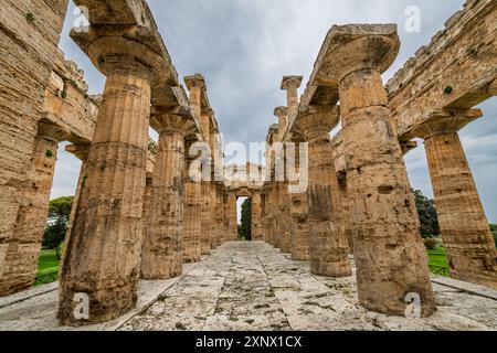 The Greek temples of Paestum, UNESCO World Heritage Site, Campania, Italy, Europe Stock Photo