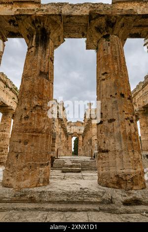 The Greek temples of Paestum, UNESCO World Heritage Site, Campania, Italy, Europe Stock Photo