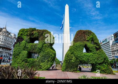 Obelisk in the Center of Buenos Aires, Argentina, South America Stock Photo