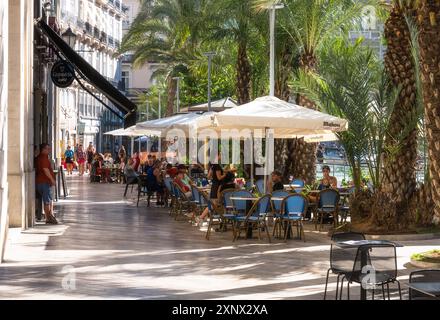 Bars on the Plaza de la Reina (Queen Square), the main square in Valencia, Spain, Europe Stock Photo