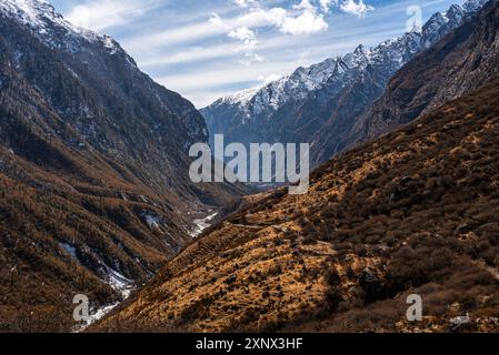 Beautiful landscape along the Langtang Valley trek, Himalayas, Nepal, Asia Stock Photo