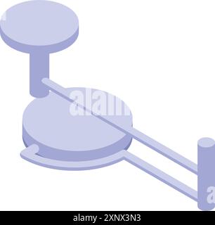 Medical lamp standing on a metal rod with round base is shining bright light Stock Vector