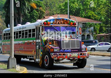 Diablo Rojo Red Devil bus in Panama, Panama City, Republic of Panama