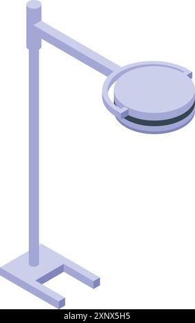 Modern medical lamp standing on a metal base, typically found in surgery rooms Stock Vector
