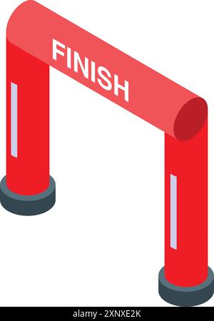 Red inflatable finish line archway marking the end of a race, competition, or other event Stock Vector