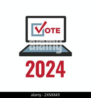 Voting 2024 Icon - Vote, Government, and Patriotic Symbolism and Colors Stock Vector