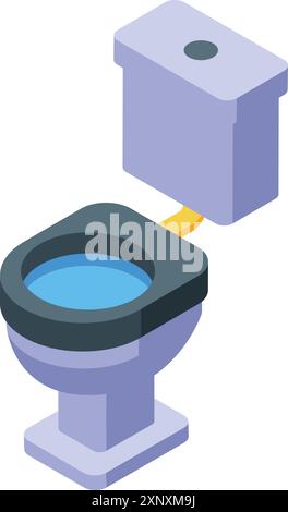 Modern toilet bowl with a full tank, presenting a clean and hygienic bathroom experience Stock Vector