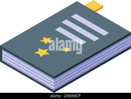 Diary with golden bookmark and stars representing a wish list or personal goals Stock Vector