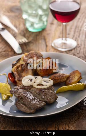 Grilled lamb steak on a plate Stock Photo