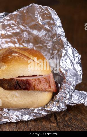 Bavarian meat loaf in a roll Stock Photo