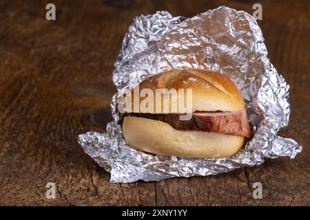 Bavarian meat loaf in a roll Stock Photo