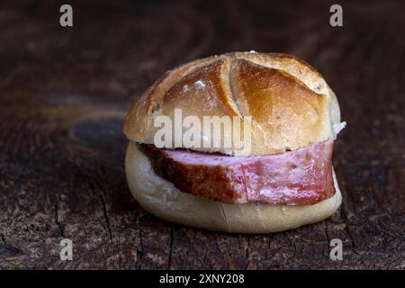 Bavarian meat loaf in a roll Stock Photo