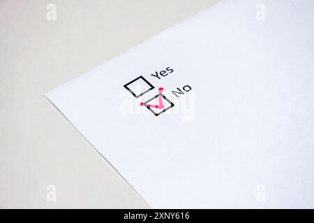 Check boxes no on white paper Stock Photo