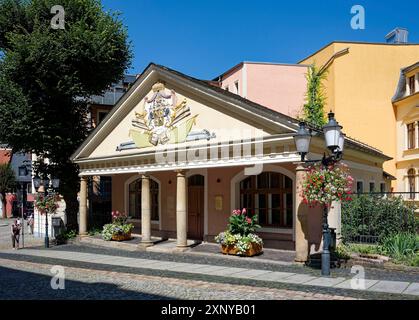 Classical Greiz main guardhouse, old guardhouse, today wedding chapel, residential town of Greiz, Thuringia, Germany Stock Photo