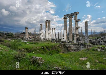 Excavation site site of the ancient city of Aphrodisias, today's city of Geyre, Karacasu, Aydin, Western Turkey, Turkey Stock Photo