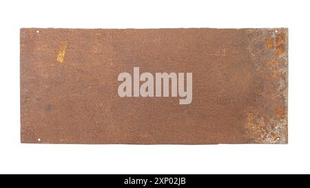 Rusty Metal blank Plate isolated on white background Stock Photo