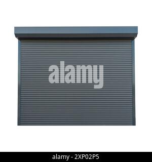 Gray Metal Rolling Shutter Door Closeup View Isolated Stock Photo