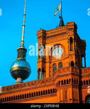 Berlin Mitte Rathaus Fernsehturm Stock Photo