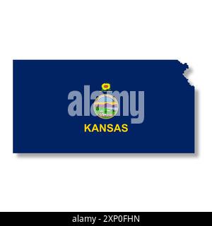 Kansas State Flag Map Illustration Stock Photo