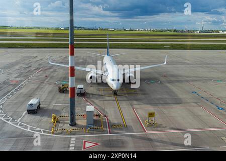 Ryanair parked on the ground at Bremen airport Stock Photo