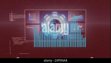 Data visualization image with circular and bar graphs over digital interface Stock Photo