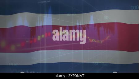 Financial data chart image over Costa Rica flag background Stock Photo