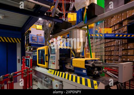 LEGO factory, Arburg 300 S injection moulding machine in production facility, production, LEGOLAND theme park, Germany, Guenzburg, Bavaria, Germany Stock Photo