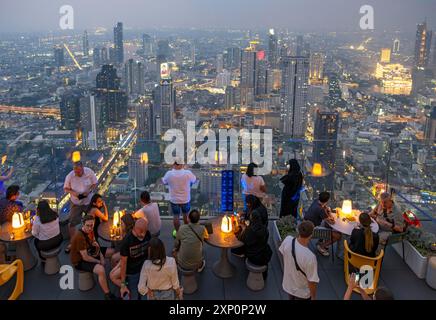 View of skyscrapers of Bangkok skyline from the observation deck of the King Power Mahanakhon building, Thailand Stock Photo