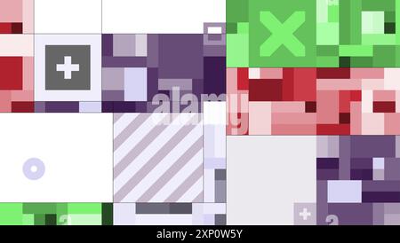 Abstract collection of squares artwork with symbols Stock Vector