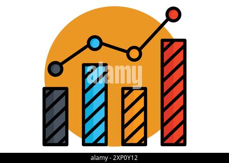 Chart colored outline icon. icon related to analyze. data analytics elements vector illustration Stock Vector