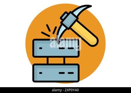 Data mining colored outline icon. icon related to discover. data analytics elements vector illustration Stock Vector