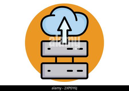 Server colored outline icon. icon related to host. data analytics elements vector illustration Stock Vector