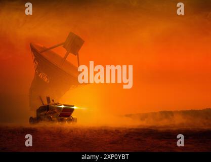 Space vehicle on Mars, illustration. Stock Photo