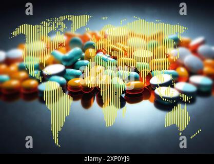 Pharmaceutical drugs, conceptual illustration. Stock Photo