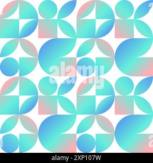 Seamless colorful gradient Bauhaus pattern design. Geometric shape illustration for background, backdrop, banner, and wallpaper. Stock Vector