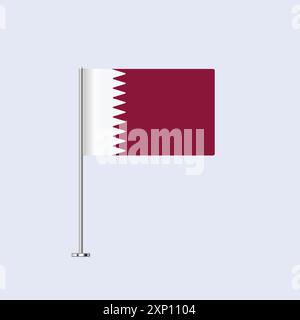 Isolated Qatar Table Flag on Pole, Qatari Flag Vector Design for Print and Web Stock Vector