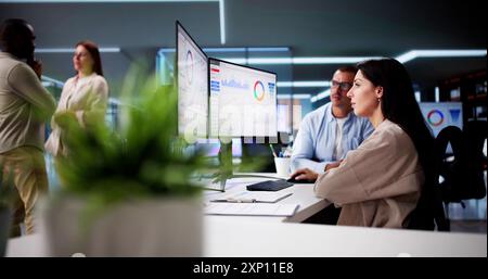 Data Analyst Using Data Analytics KPI Dashboard Stock Photo