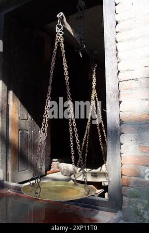 Balance scale lays idle in the old town of Bhaktapur Stock Photo