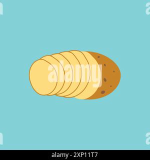 Potatoes illustration. Isolated blue background. Potato slice Stock Vector