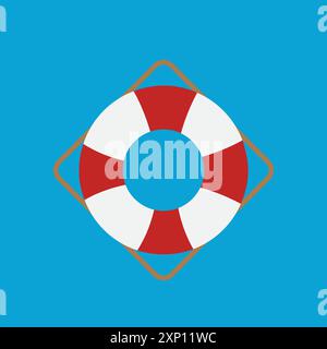 Lifebuoy icon isolated on blue background, beautiful vector of lifeguard Stock Vector