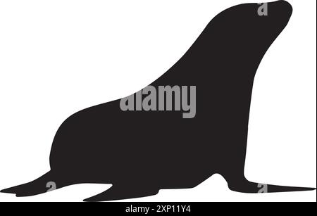 Black silhouette cute seal cartoon animal design flat illustration isolated Stock Vector