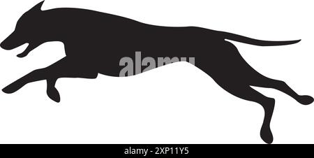 silhouette of dog running dog playing Stock Vector