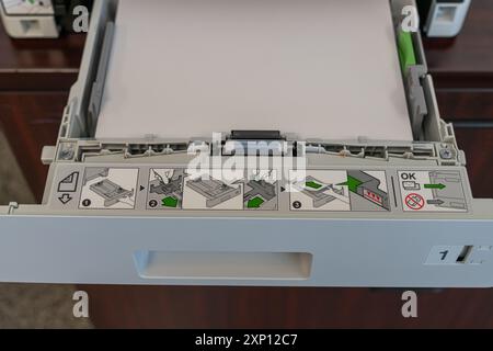 Multi function laser printer paper tray Stock Photo