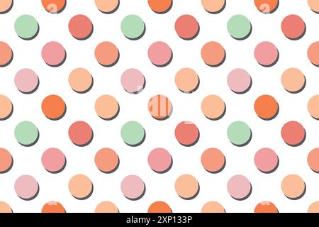 Colorful polka dot seamless pattern on white background Stock Vector
