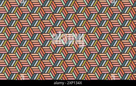 Abstract seamless pattern of colorful geometric cubes Stock Vector