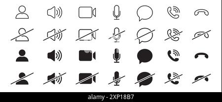 Set of video call icon. Offline and online black icon. Vector Stock Vector