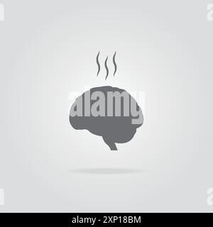 Fatigue brain flat icon on grey background. Chronic burnout syndrome. Exhausted brain. Vector Stock Vector